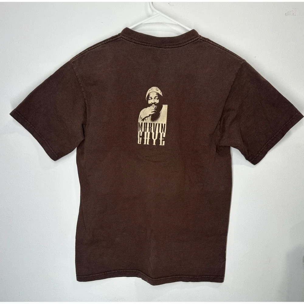 Vintage Y2k Zion 2004 Marvin Gaye Double Sided Portrait T Shirt Brown - Small - Picture 4 of 6